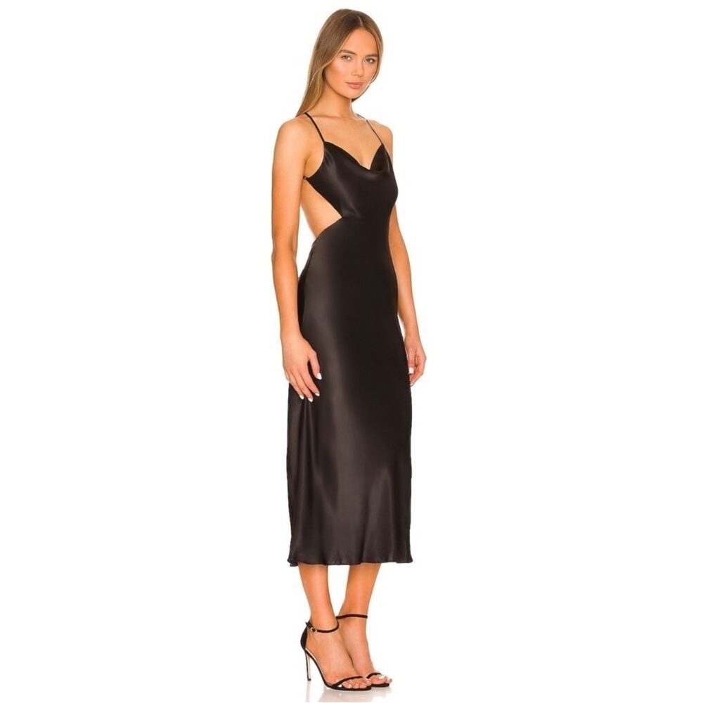 Shona Joy Thalia Bias Open Back Midi Dress Black - Picture 2 of 13